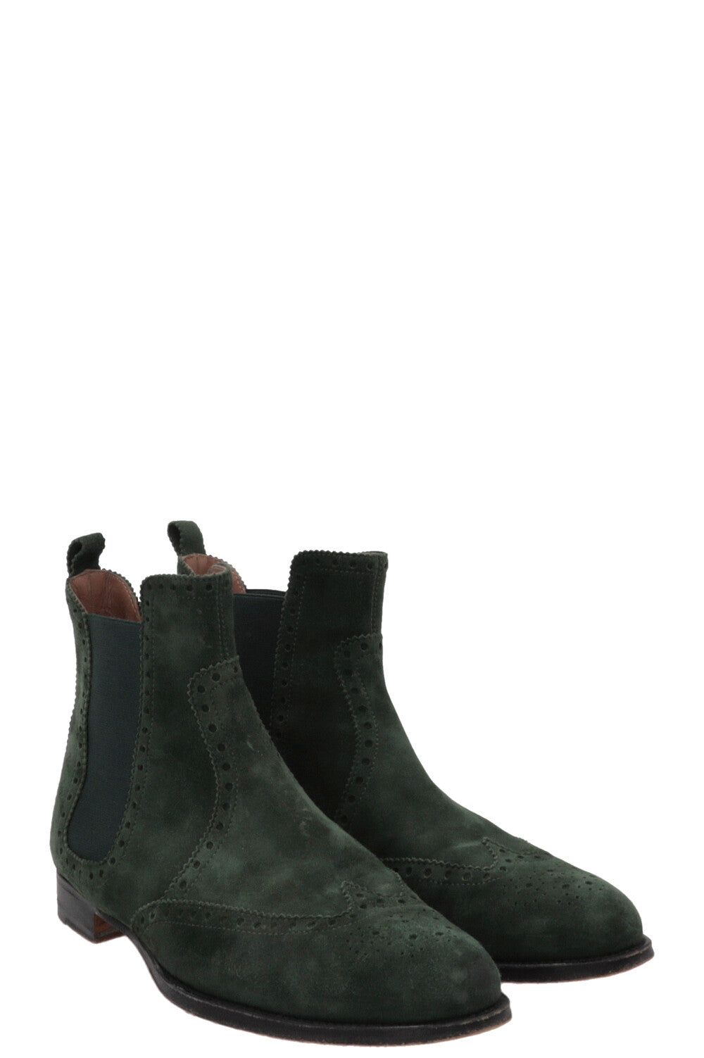 HERMÈS Chelsea Brighton Ankle Boots Suede Green