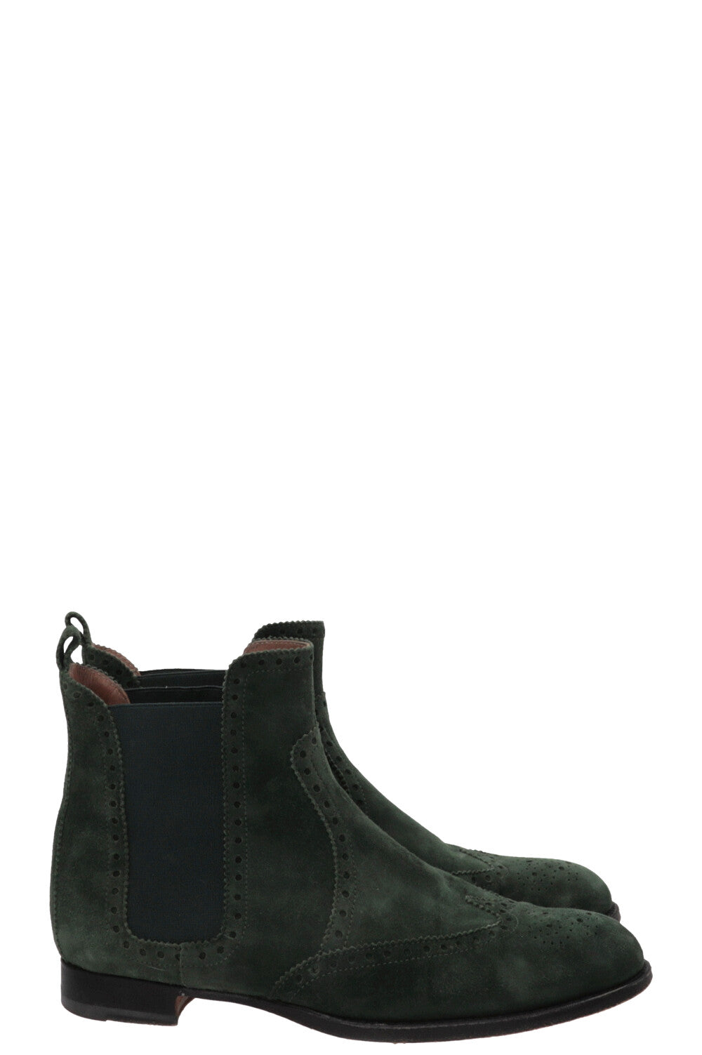 HERMÈS Chelsea Brighton Ankle Boots Suede Green