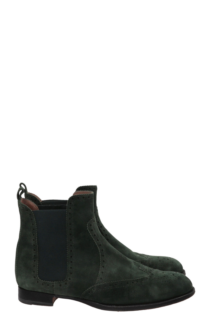 HERMÈS Chelsea Brighton Ankle Boots Suede Green
