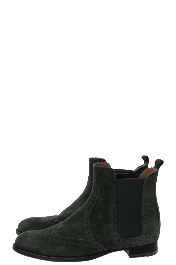 HERMÈS Chelsea Brighton Ankle Boots Suede Green