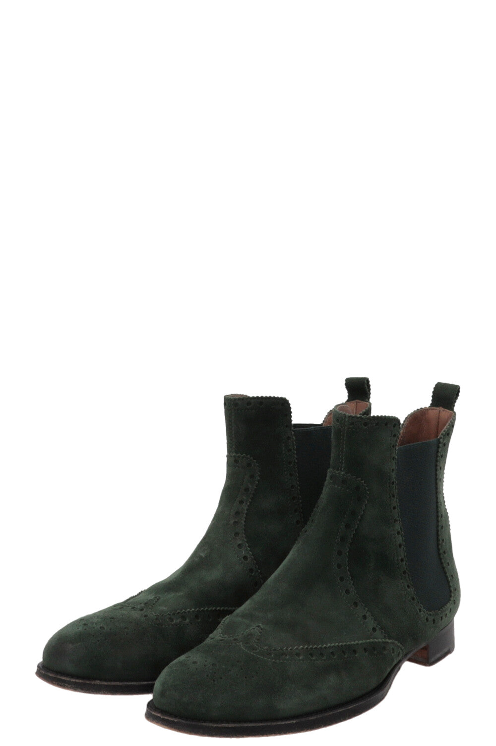 HERMÈS Chelsea Brighton Ankle Boots Suede Green