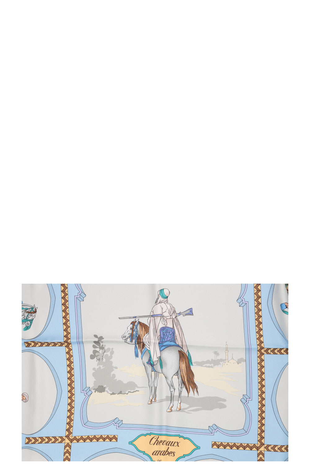 HERMÈS Chevaux Arabes Carré 90 Silk Blue