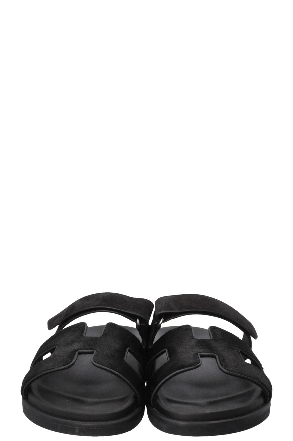 HERMÈS Chypre Sandals Calf Hair Noir