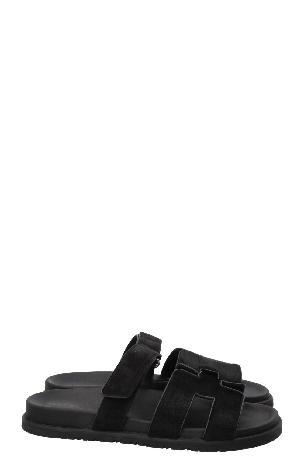 HERMÈS Chypre Sandals Calf Hair Noir