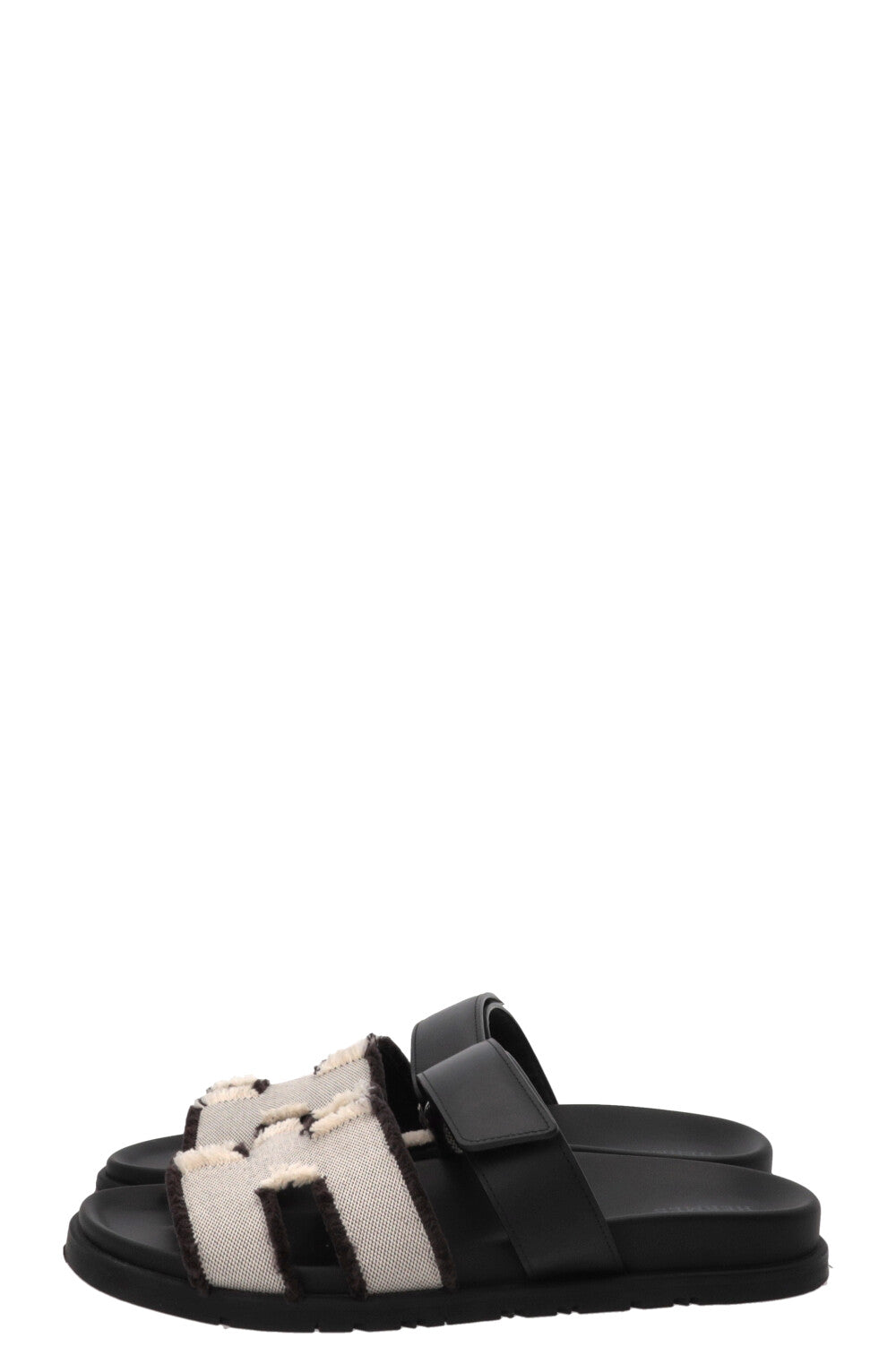 Sandales HERMES Chypre Prunoir Noir Toile