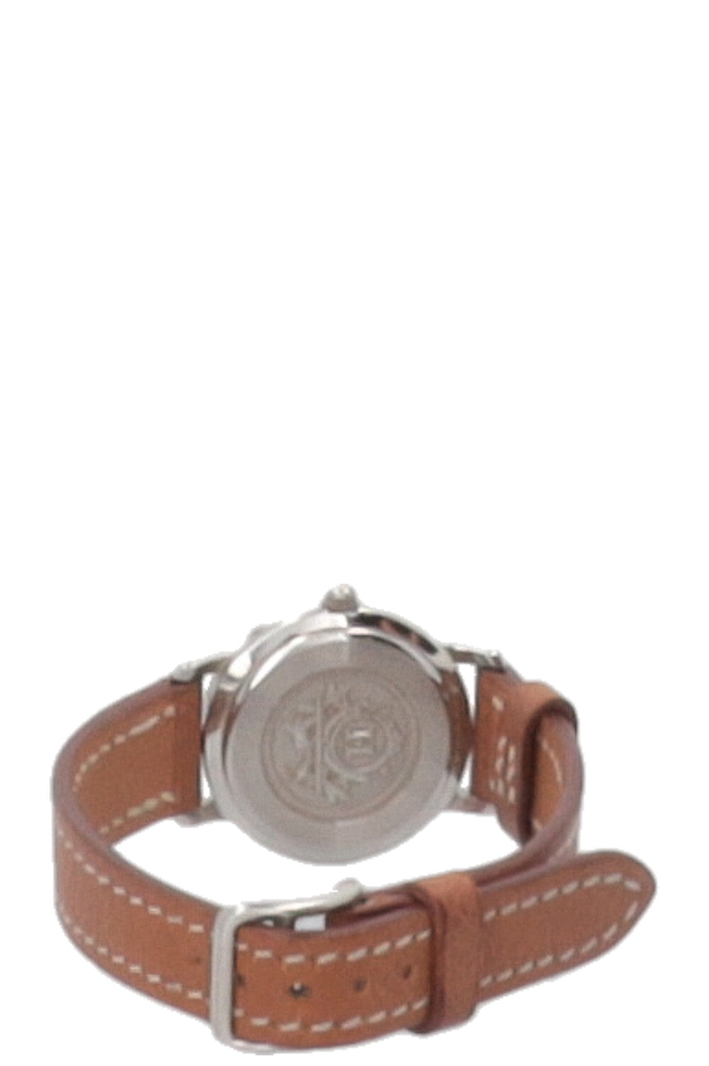 HERMÈS Clipper Watch Steel Leather Brown