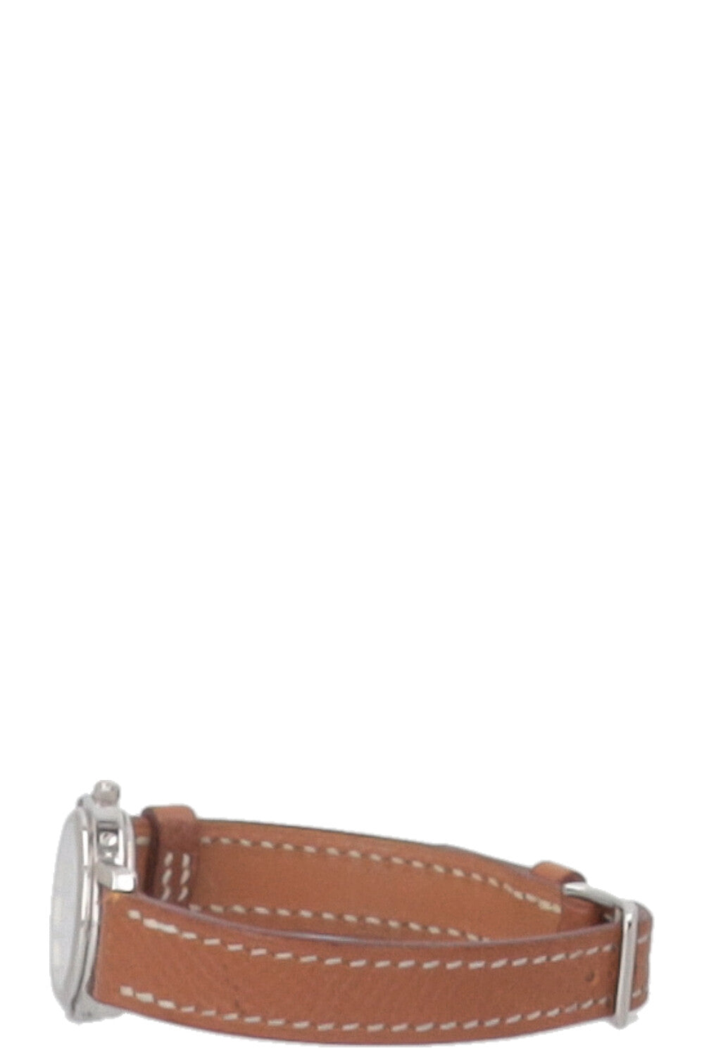 HERMÈS Clipper Watch Steel Leather Brown