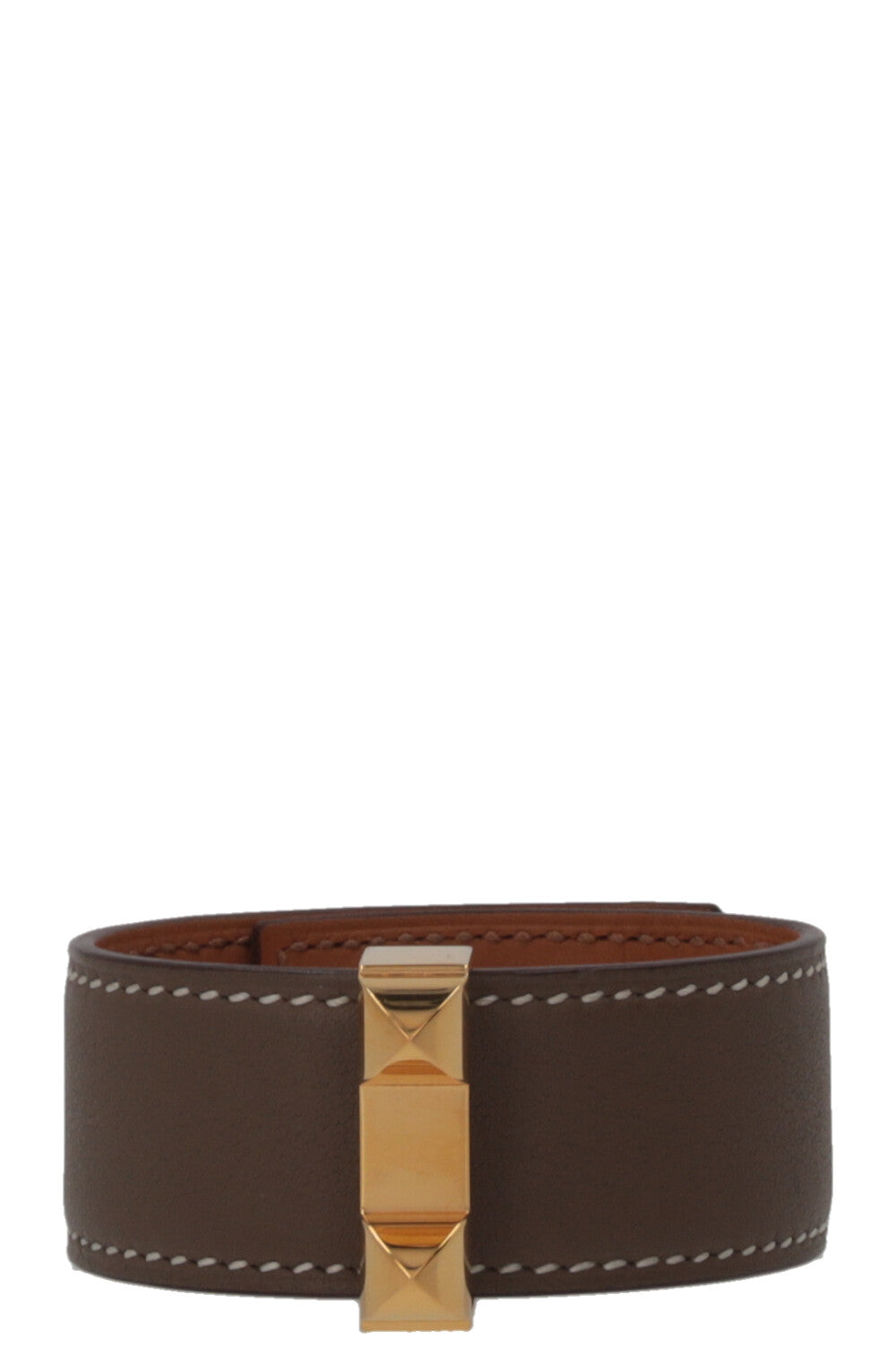 HERMÈS Collier De Chien 24 en cuir Swift Étoupe