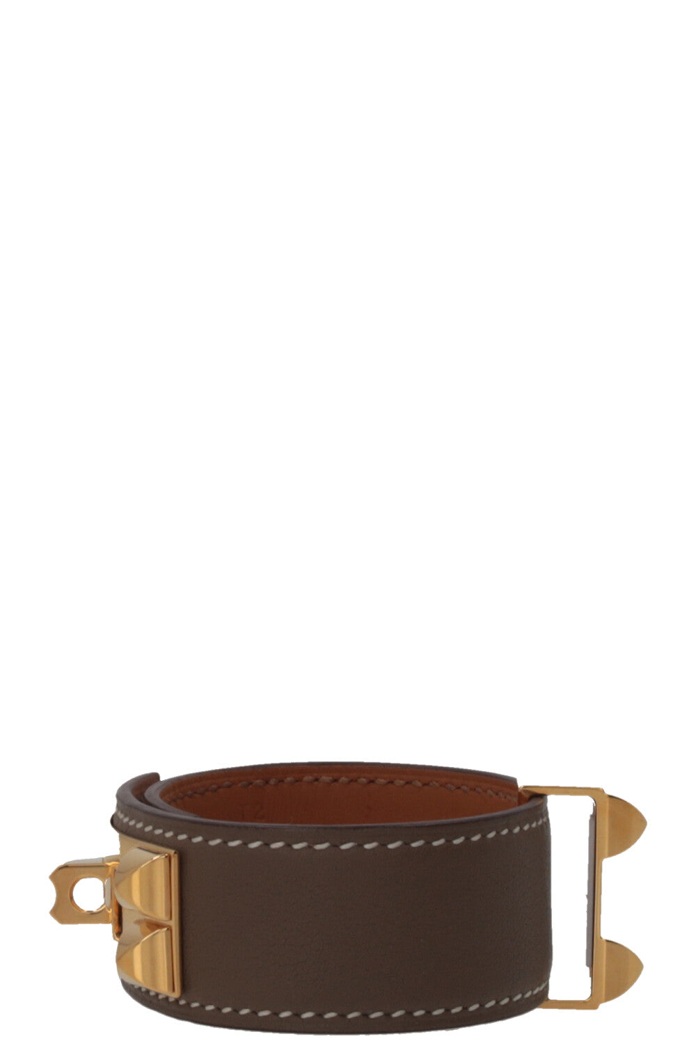 HERMÈS Collier De Chien 24 en cuir Swift Étoupe