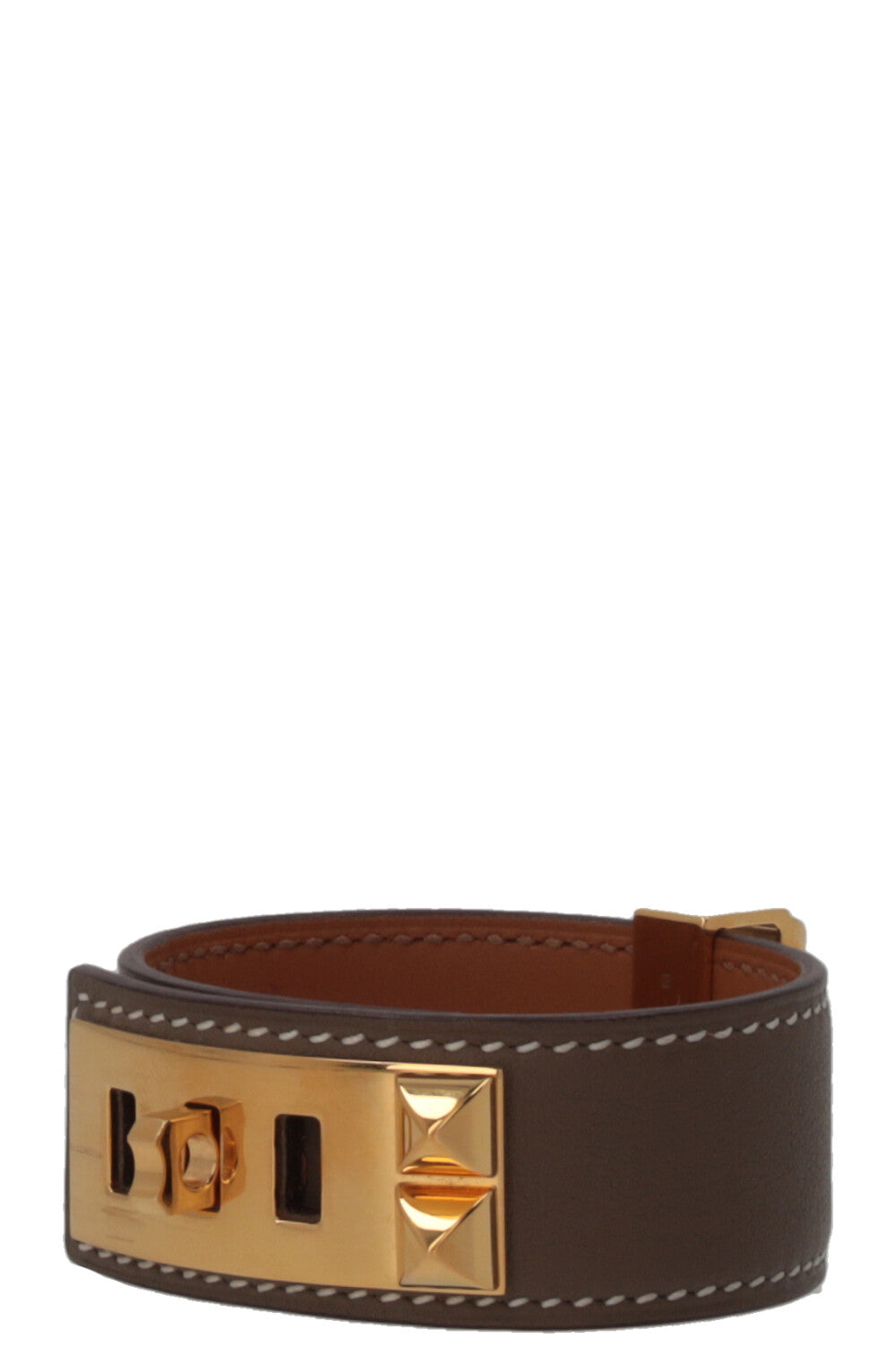 HERMÈS Collier De Chien 24 en cuir Swift Étoupe