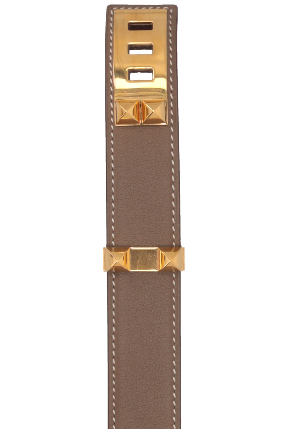 HERMÈS Collier De Chien 24 en cuir Swift Étoupe