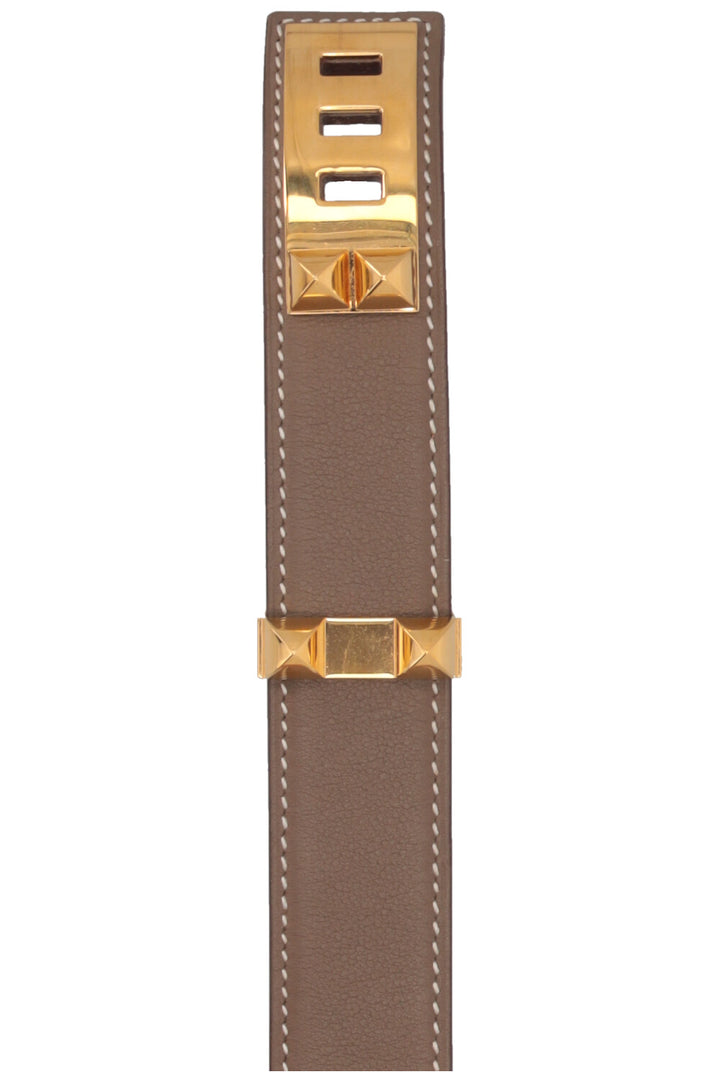 HERMÈS Collier De Chien 24 en cuir Swift Étoupe