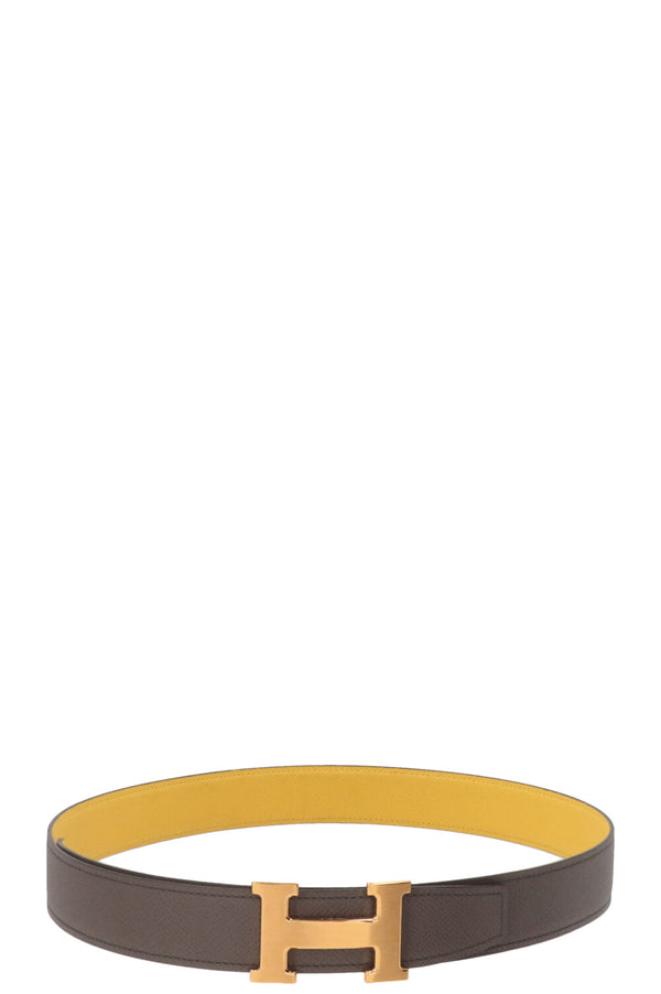 HERMÈS Constance H Belt Gris Etain Jaune Citron