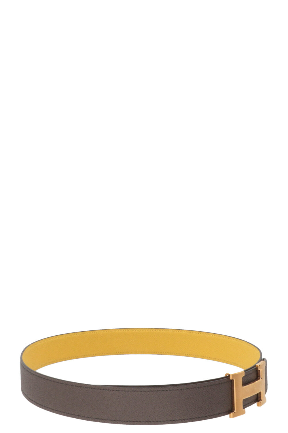 HERMÈS Constance H Belt Gris Etain Jaune Citron