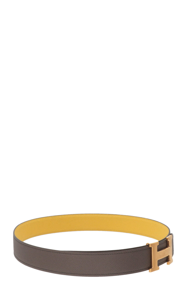 HERMÈS Constance H Belt Gris Etain Jaune Citron