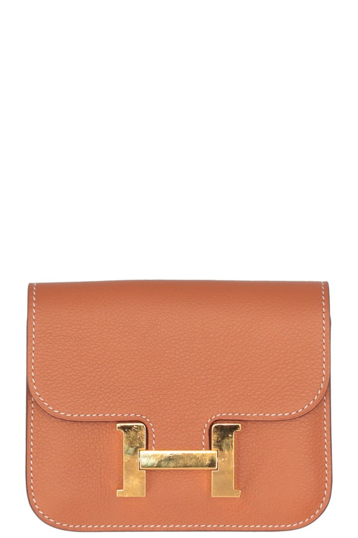 HERMÈS Constance Slim Wallet Evercolor Gold
