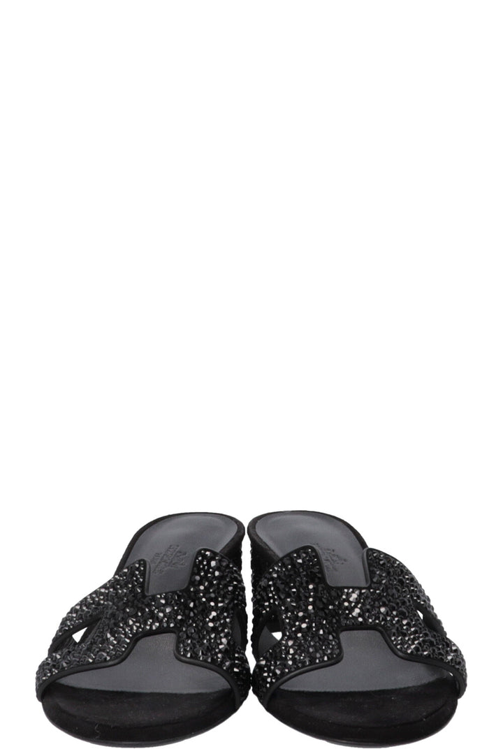 HERMÈS Crystal Oasis Sandals Suede Black