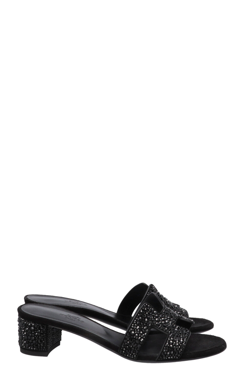 HERMÈS Crystal Oasis Sandals Suede Black