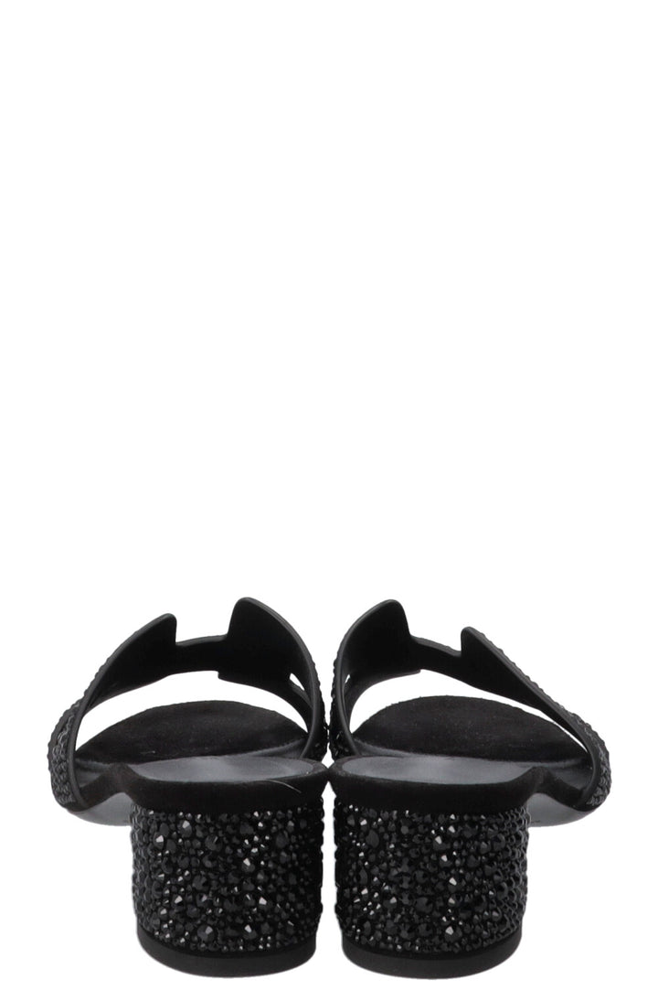 HERMÈS Crystal Oasis Sandals Suede Black