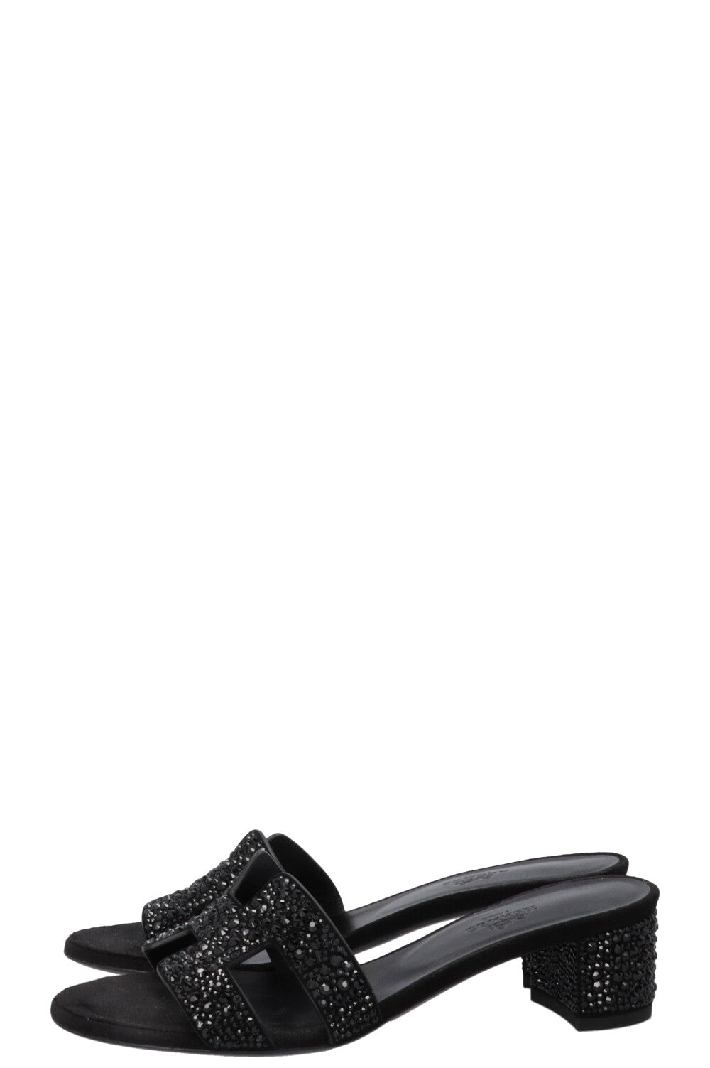 HERMÈS Crystal Oasis Sandals Suede Black