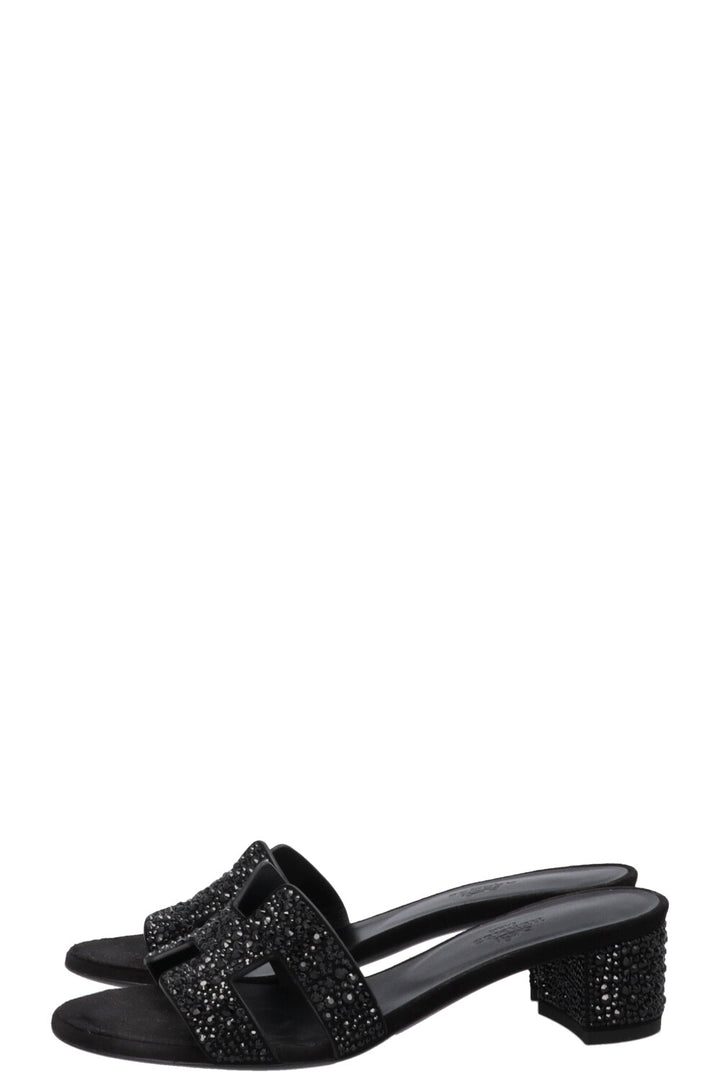HERMÈS Crystal Oasis Sandals Suede Black