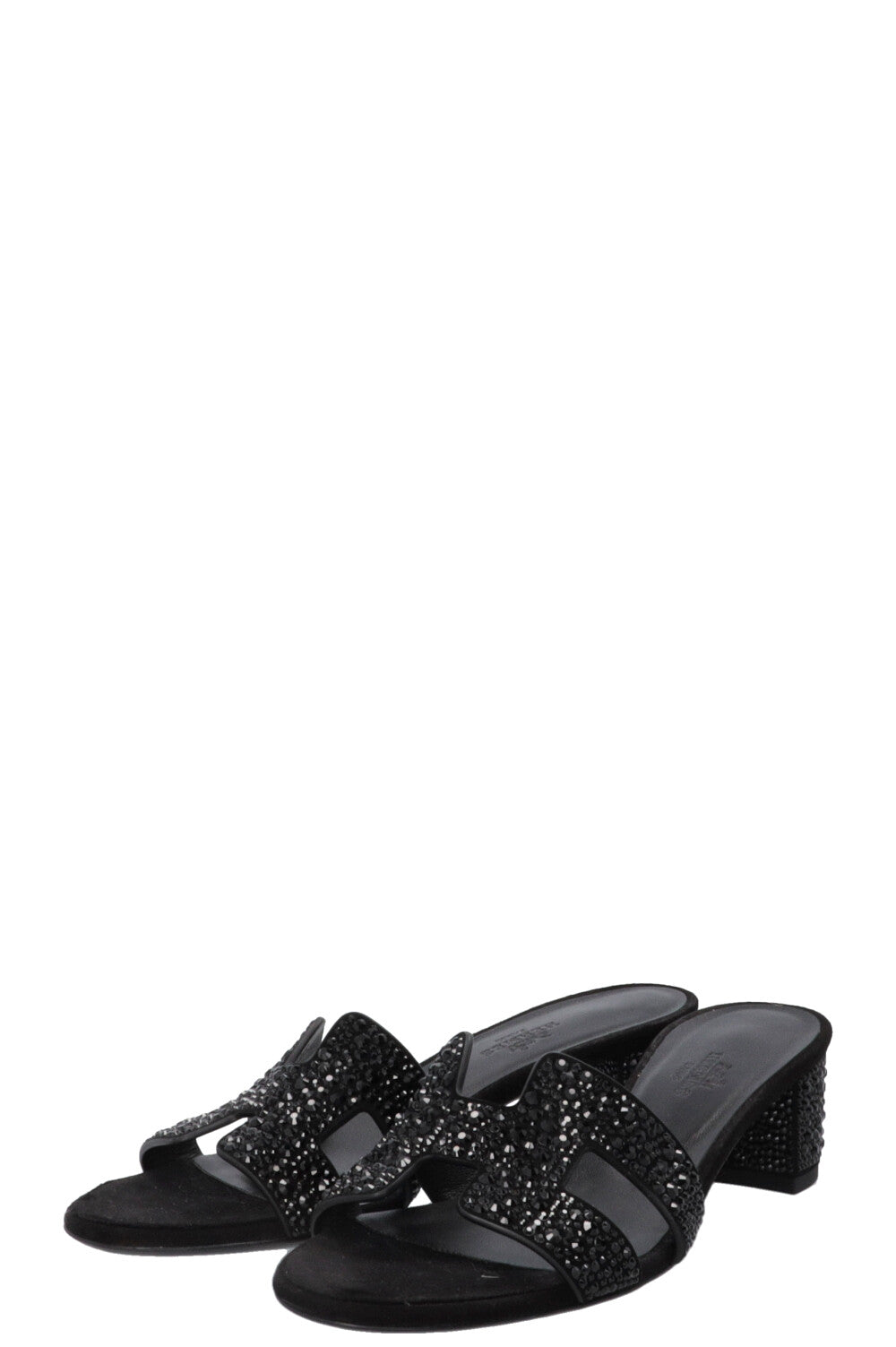 HERMÈS Crystal Oasis Sandals Suede Black