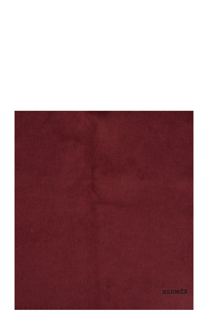 HERMÈS Double Face Fringed Scarf Cashmere Burgundy