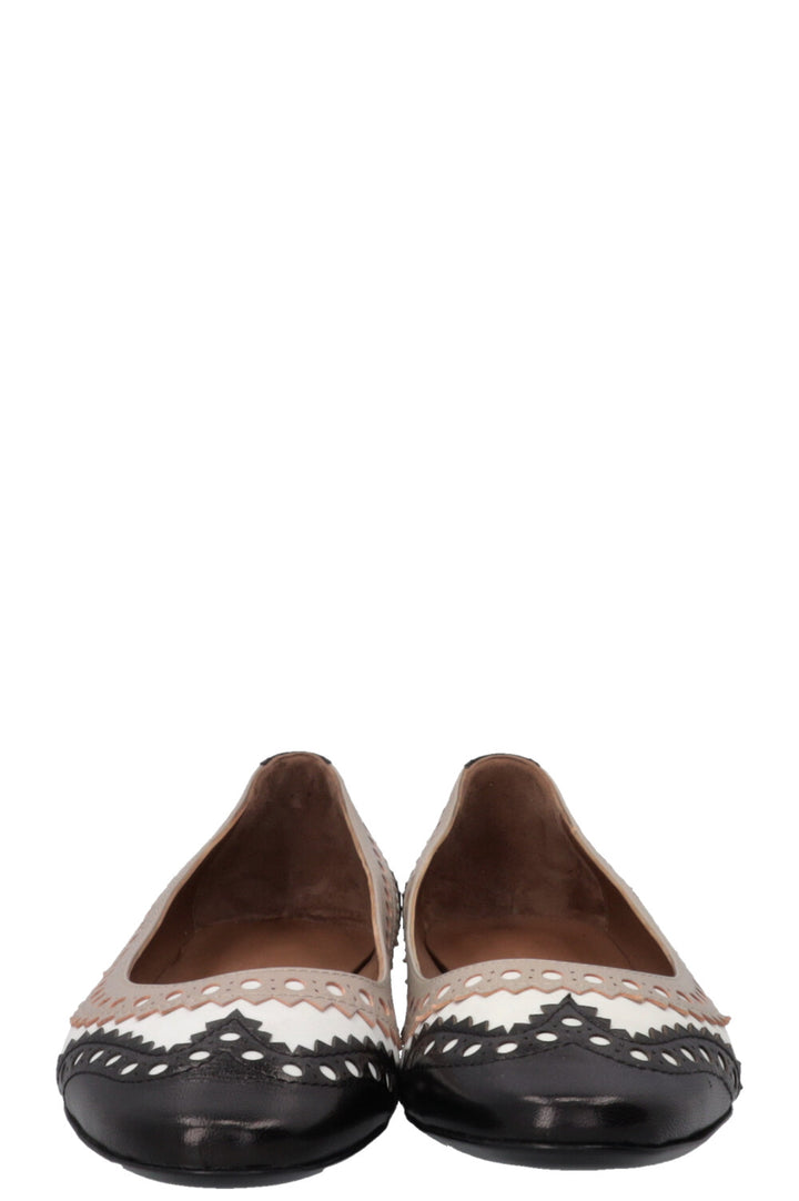 HERMÈS Dream Ballet Flats Goatskin White Black