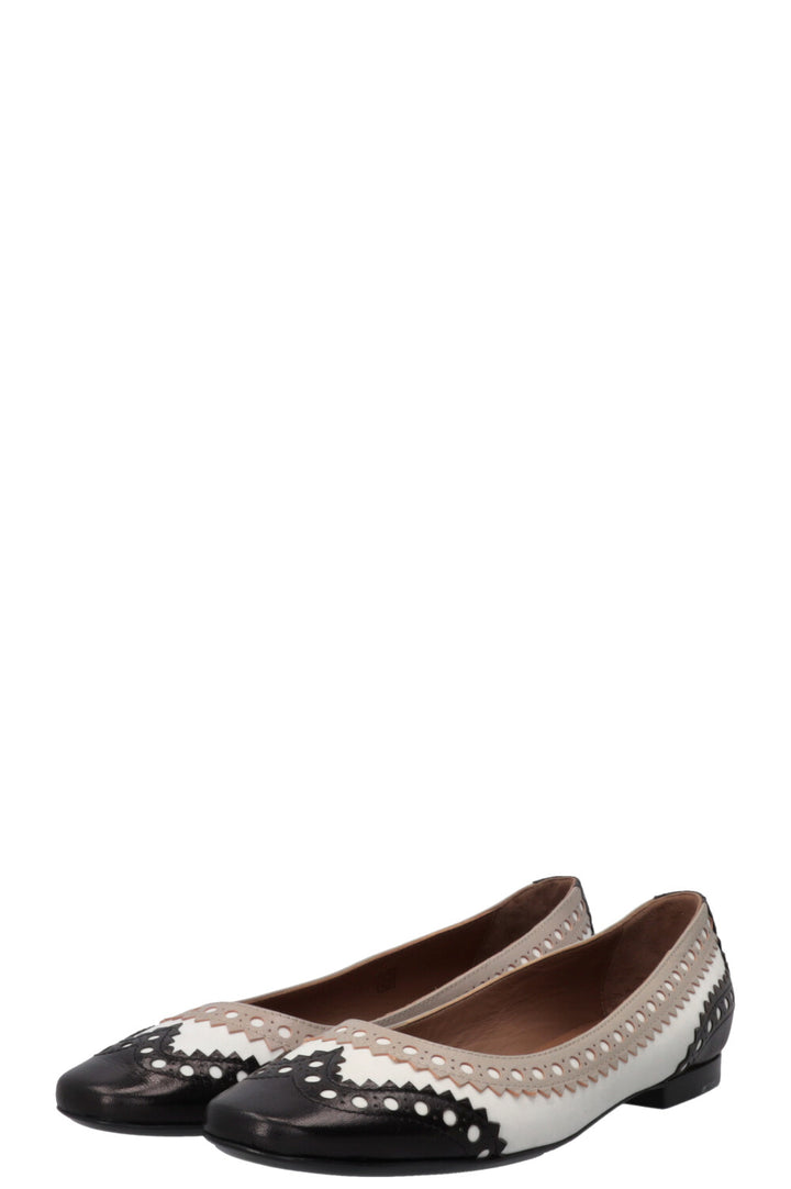 HERMÈS Dream Ballet Flats Goatskin White Black