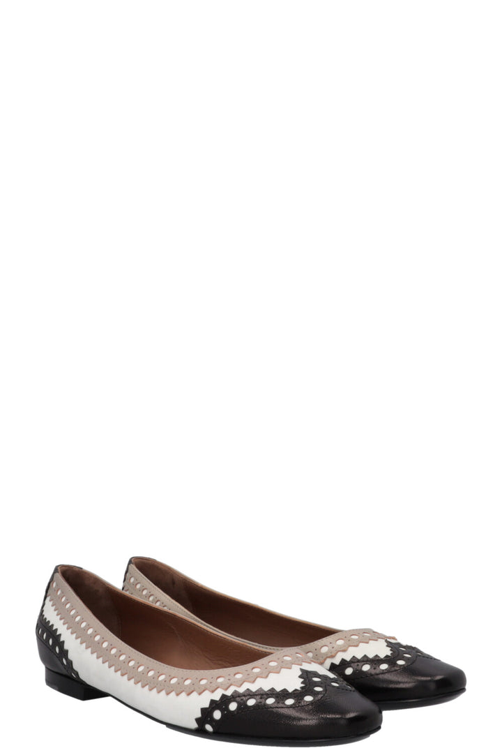 HERMÈS Dream Ballet Flats Goatskin White Black