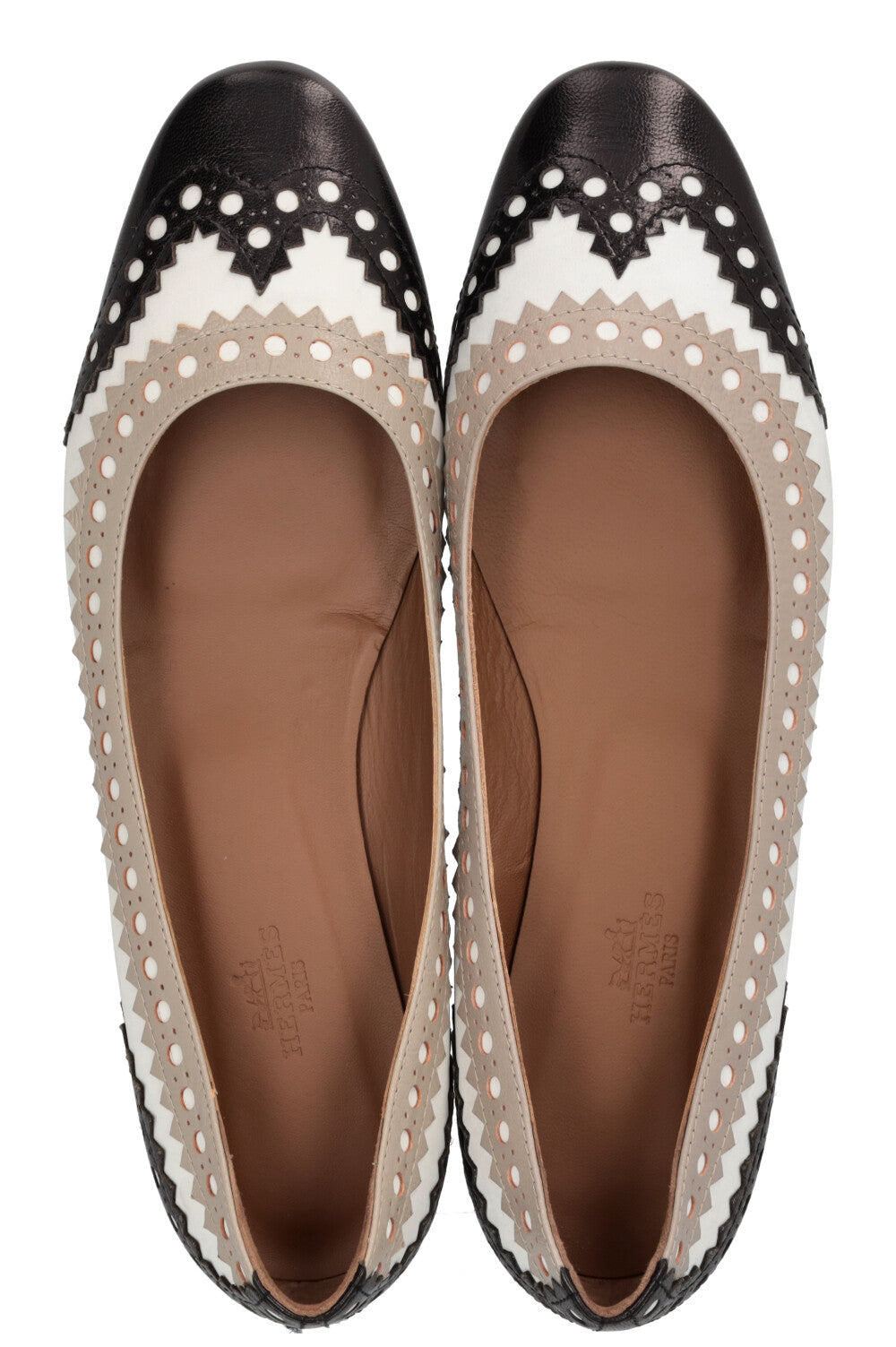 HERMÈS Dream Ballet Flats Goatskin White Black