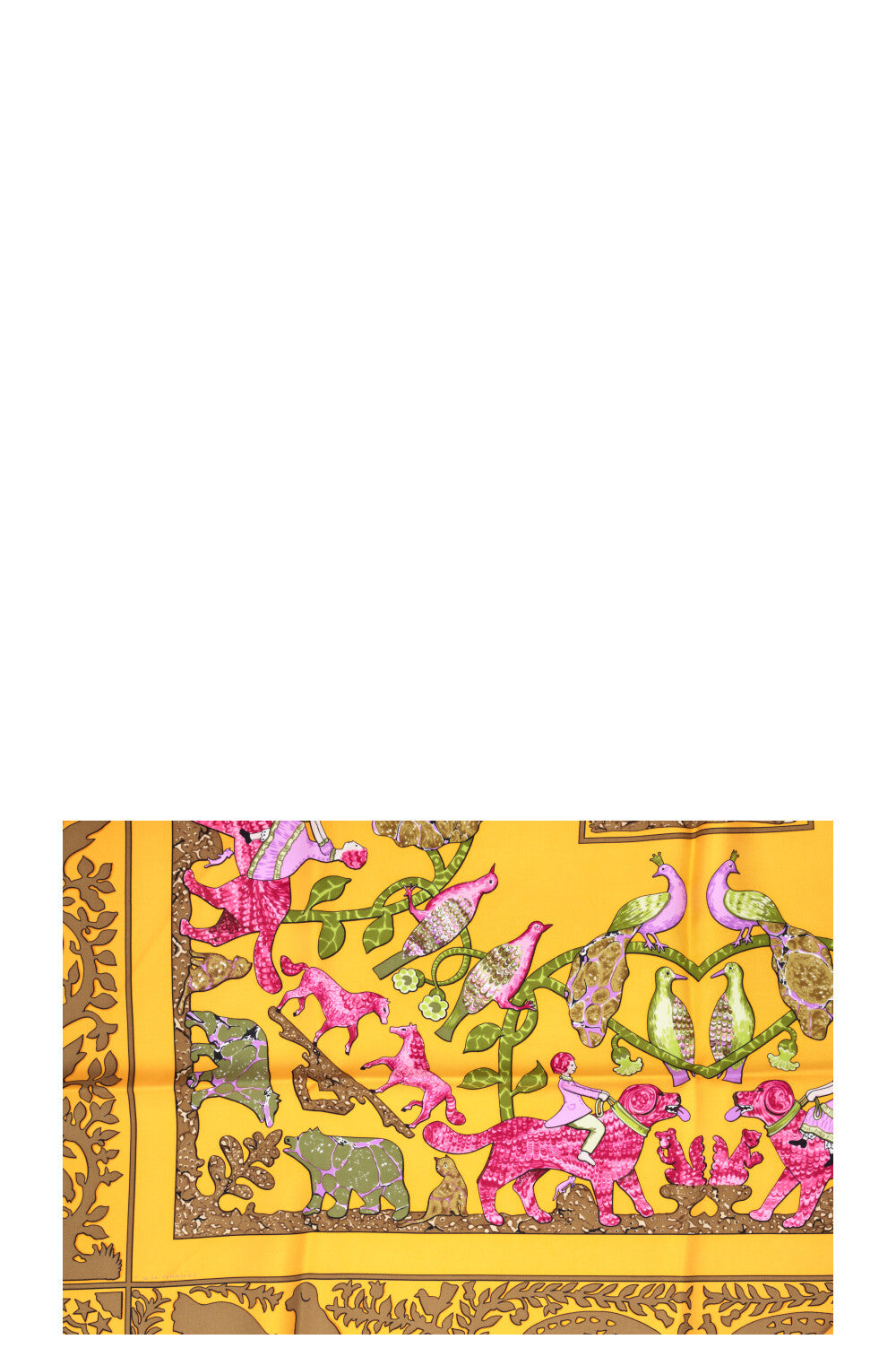 HERMÈS Early America 90 Carré Silk Yellow