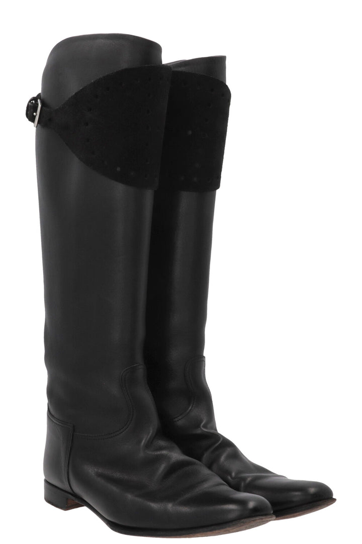 Bottes d'équitation HERMÈS Evelyne en cuir Swift noir