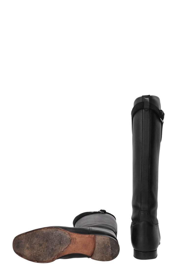 Bottes d'équitation HERMÈS Evelyne en cuir Swift noir