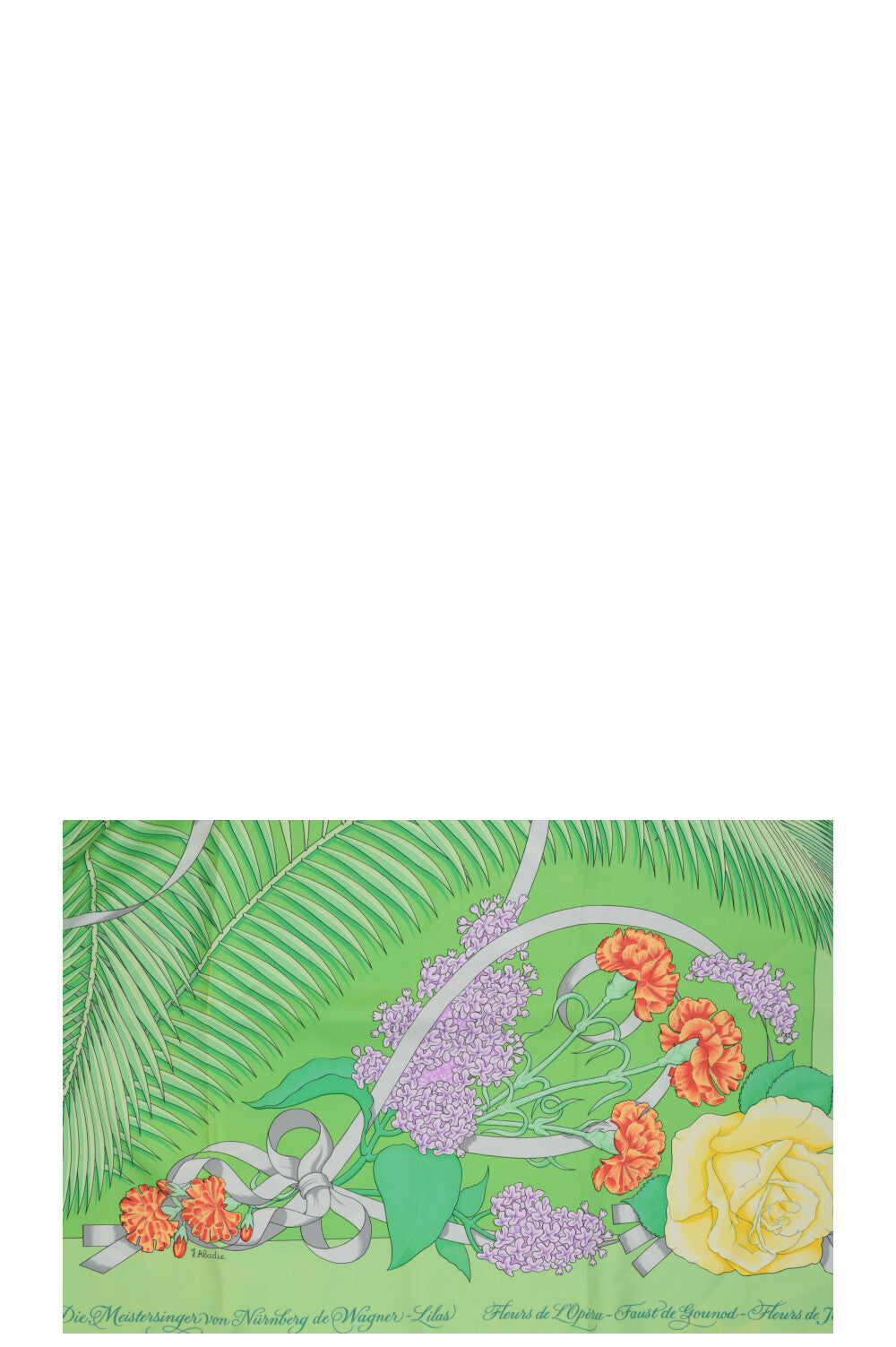 HERMÈS Fleurs de L'Opéra Carré 90 Soie Vert