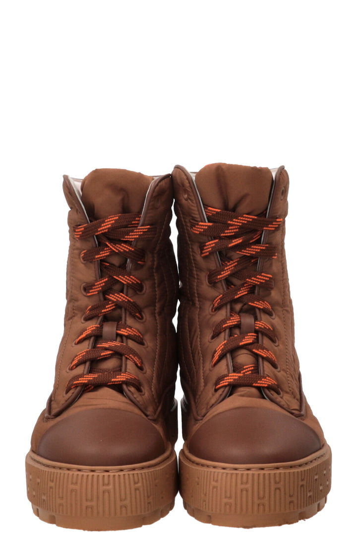 HERMÈS Fresch Ankle Boots Nylon Brown