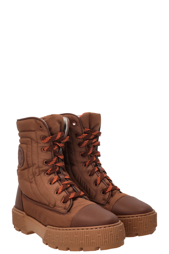 HERMÈS Fresch Ankle Boots Nylon Brown