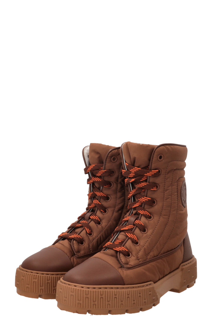 HERMÈS Fresch Ankle Boots Nylon Brown
