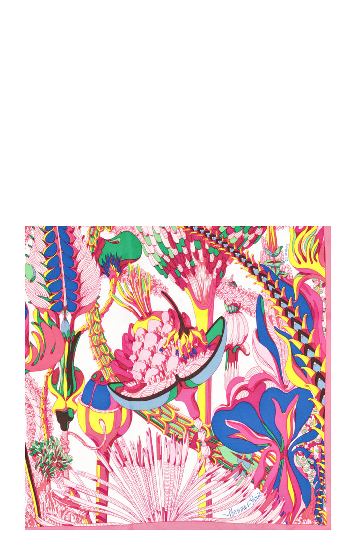 HERMÈS Gavroche 45 Fantaisie Botanique Silk Pink