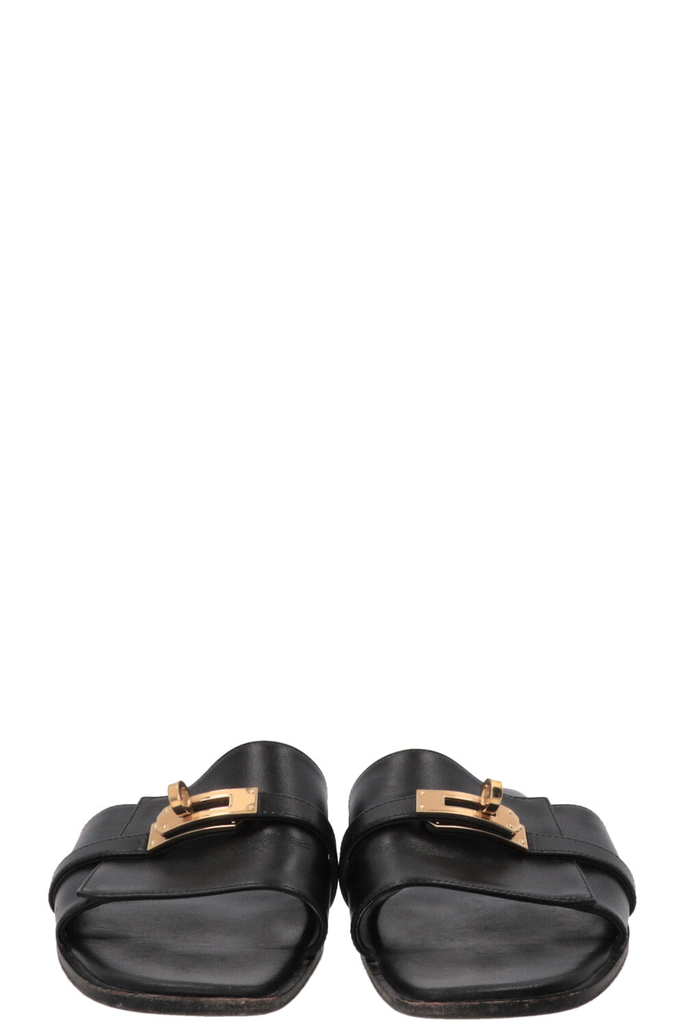 HERMÈS Giulia Sandals Black Leather Black