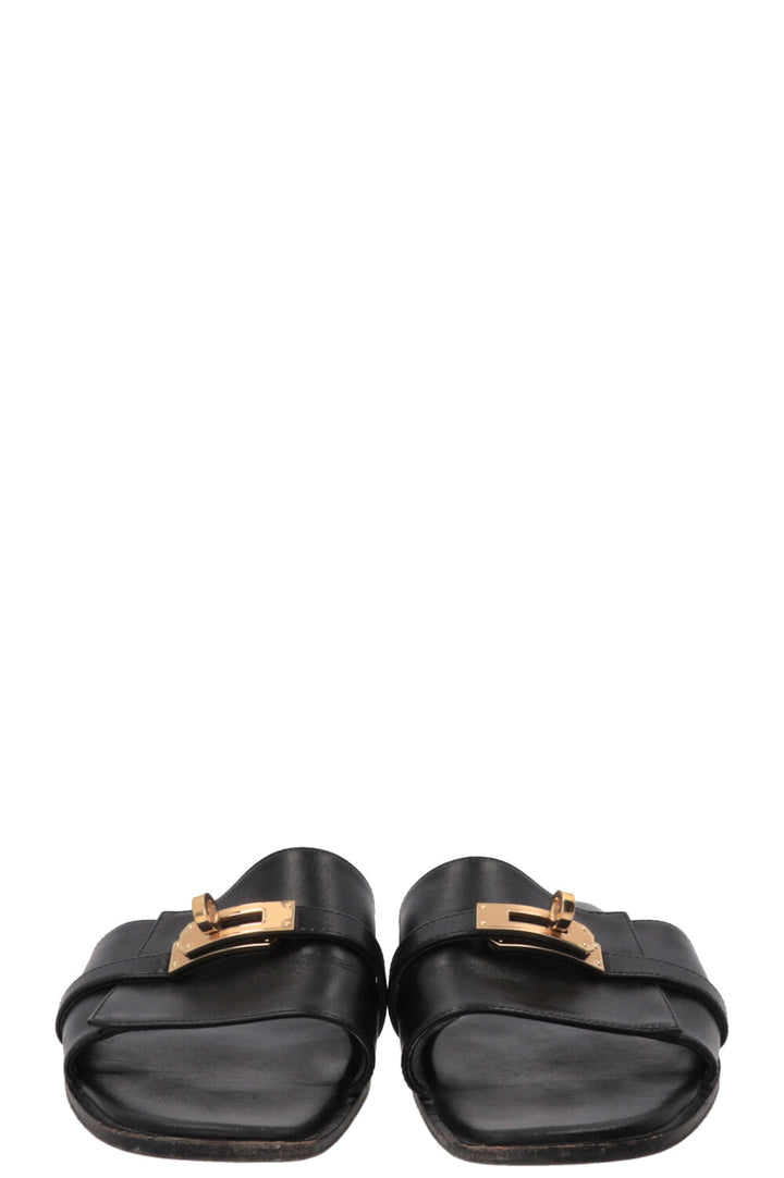 HERMÈS Giulia Sandals Black Leather Black