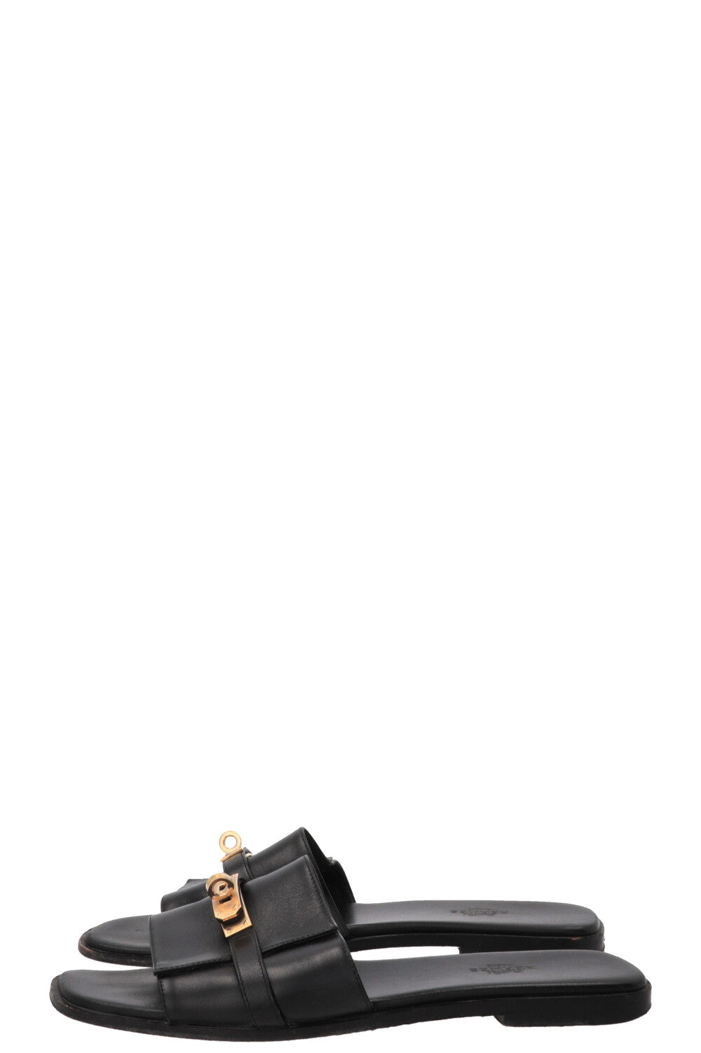 HERMÈS Giulia Sandals Black Leather Black