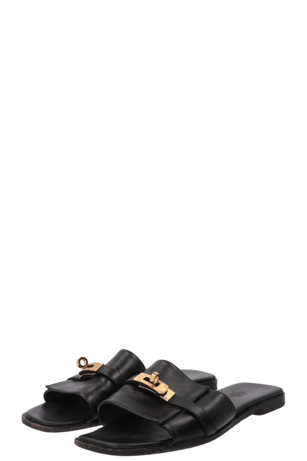 HERMÈS Giulia Sandals Black Leather Black
