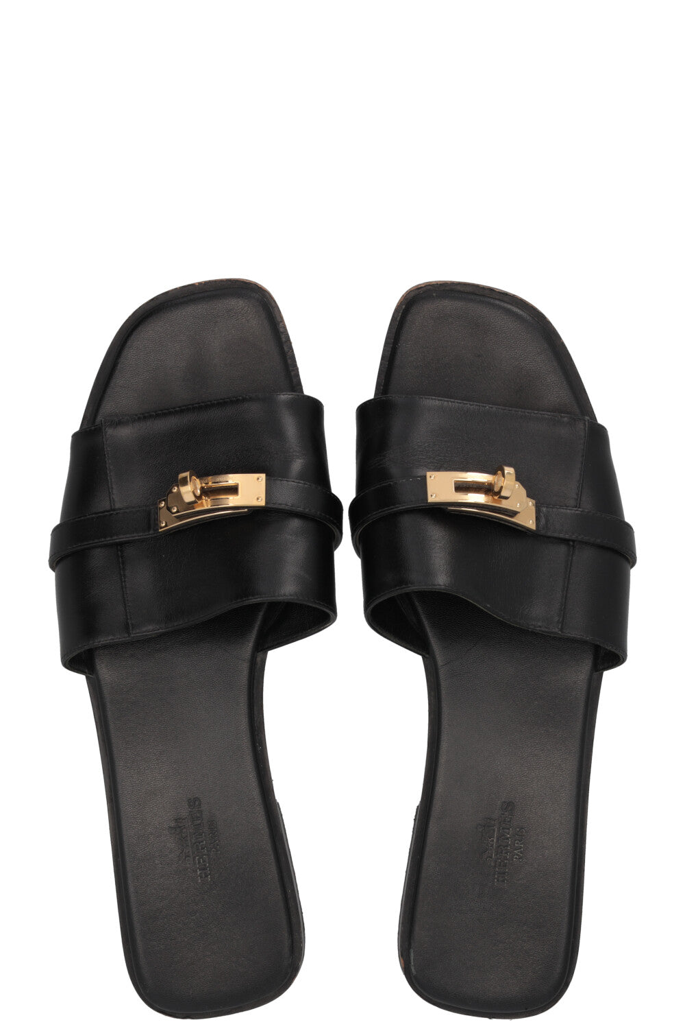 HERMÈS Giulia Sandals Black Leather Black