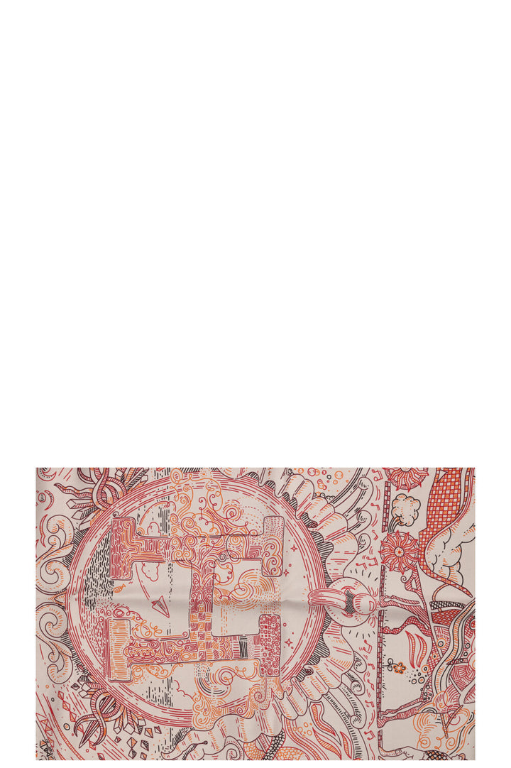 HERMÈS Hold The Line 90 Carrè Silk White