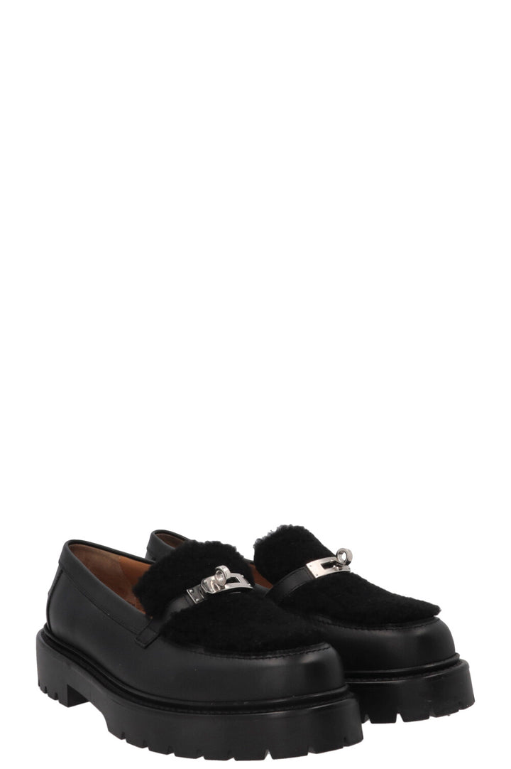 HERMÈS Icône Shearling Loafers Black