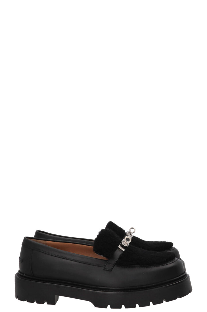 HERMÈS Icône Shearling Loafers Black