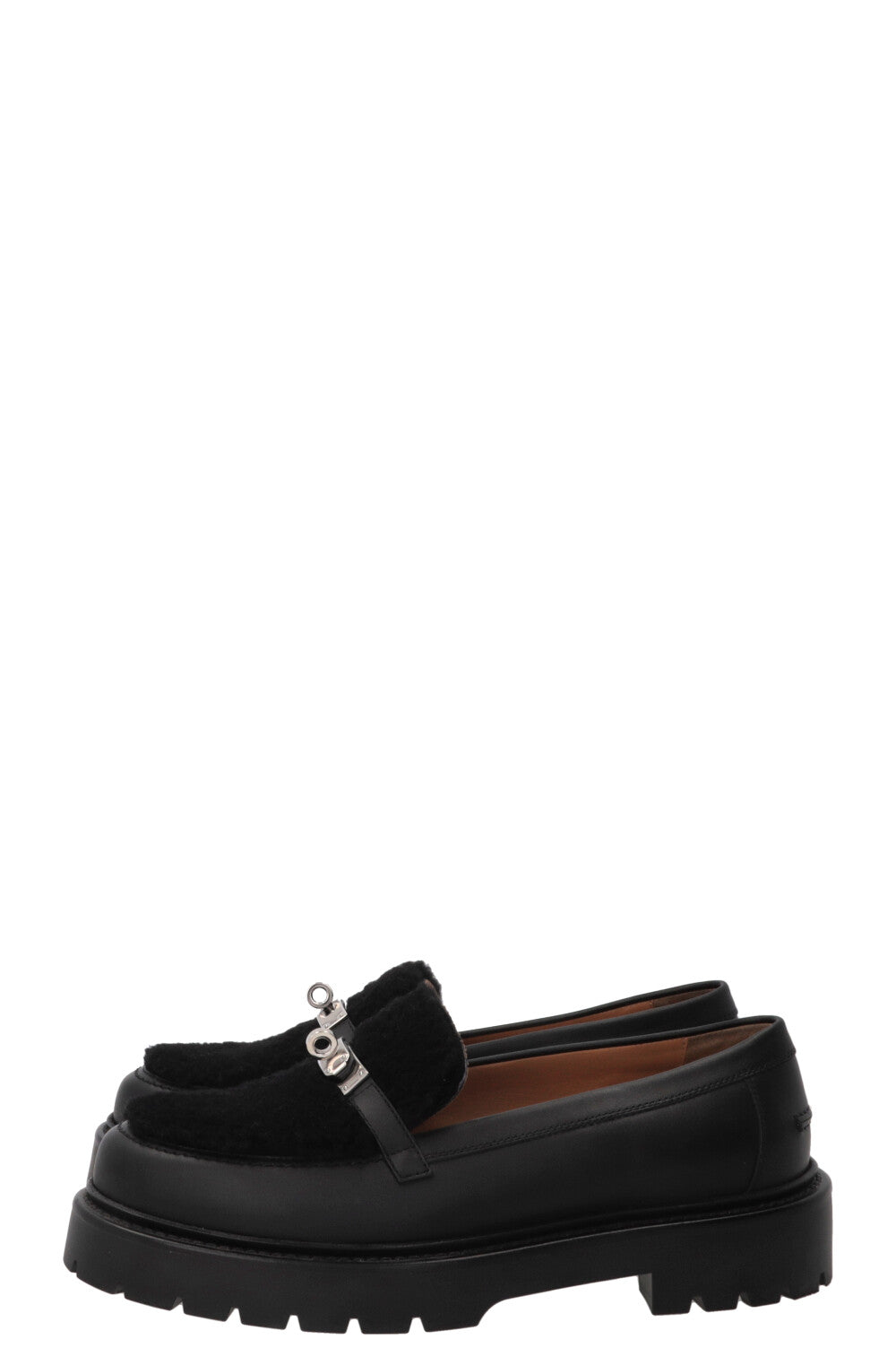 HERMÈS Icône Shearling Loafers Black
