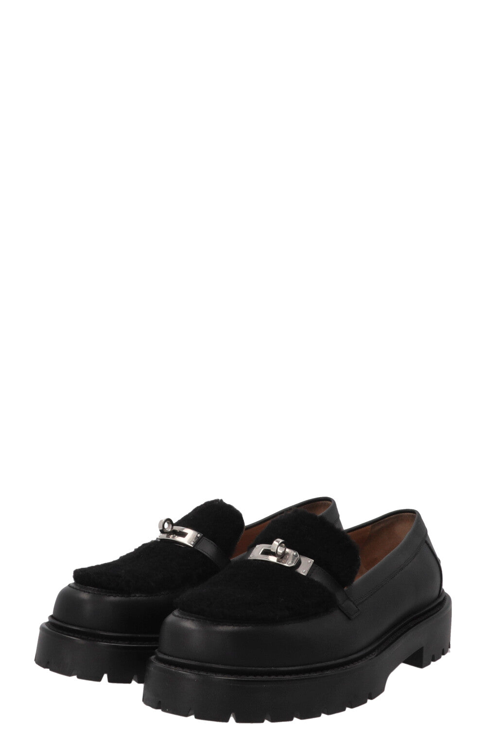 HERMÈS Icône Shearling Loafers Black
