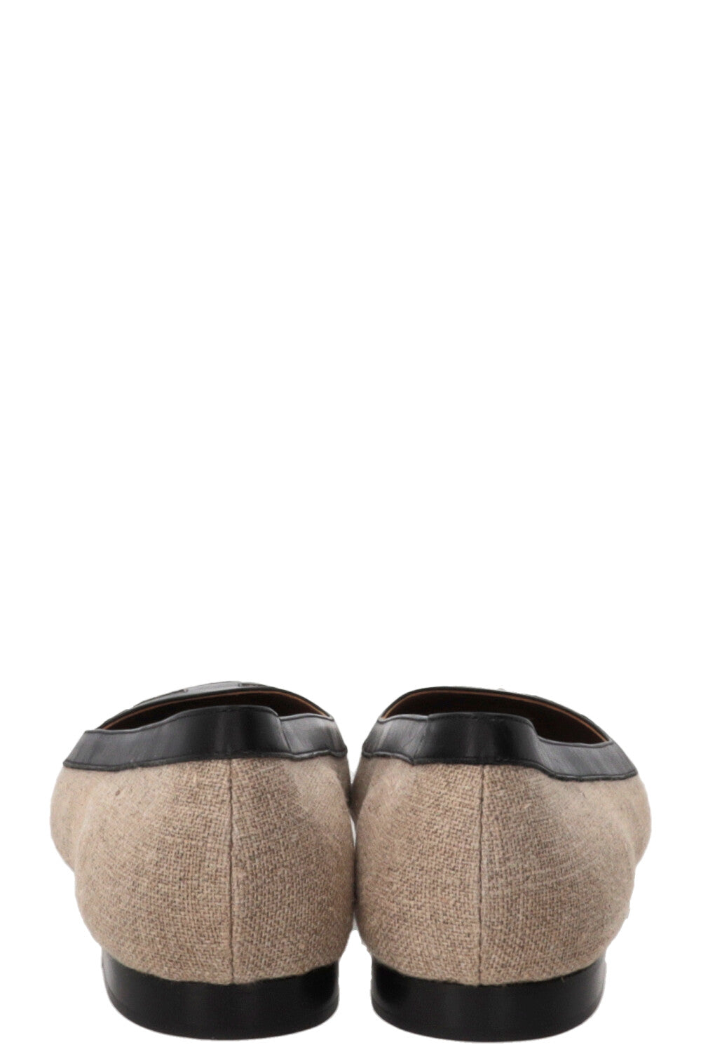 HERMÈS Infinitif Ballet Flats Toile Beige Black